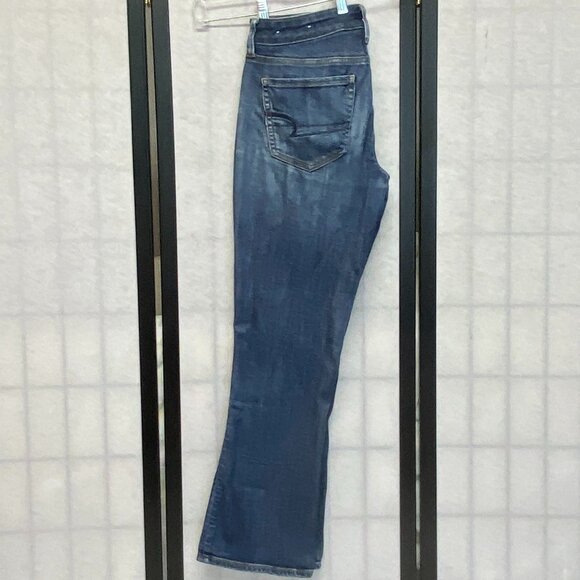High Rise Slim Flared Kick Faded Denim Jeans American Eagle Next Level Stretch - Picture 6 of 15